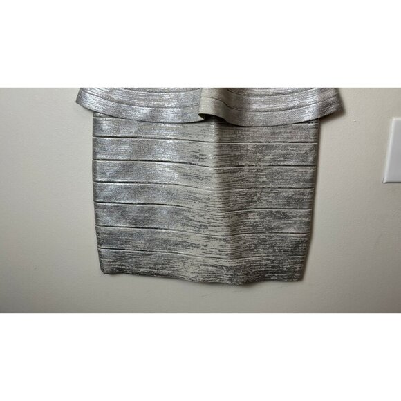 HERVE LEGER BANDAGE BODYCON MINI BONDAGE METALLIC MINI DRESS M - Picture 4 of 8